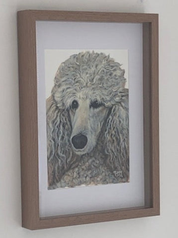 Custom painted pet portrait of Poppy